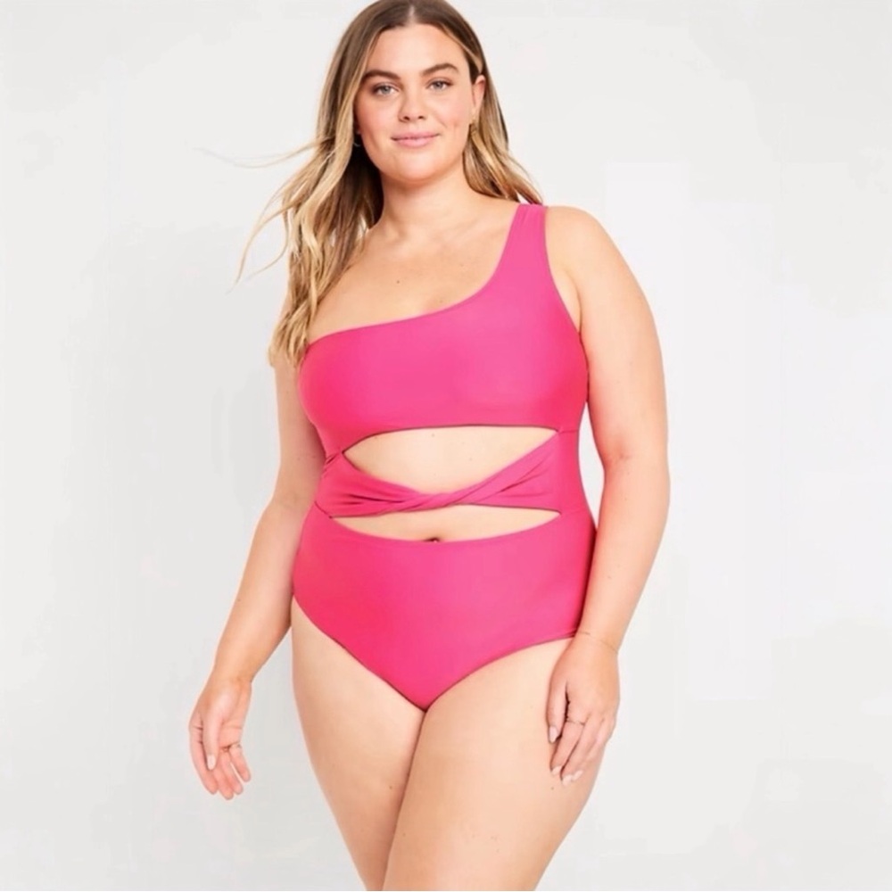 Old Navy Pink One-Shoulder Cutout Swimsuit